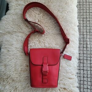 Coach Red Track Small Flap Crossbody. NWOT
